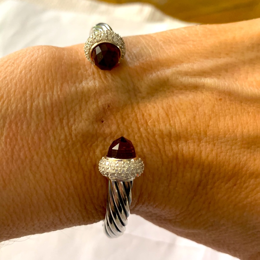 David Yurman candy bracelet Madeira citrine& diamond silver cable bracelet - Picture 2 of 3